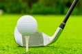 Ball and putter close-up Royalty Free Stock Photo