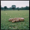 Ball Python Snake on Green Grass in Open Field Royalty Free Stock Photo