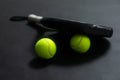 ball racket paddel black background. High quality photo Royalty Free Stock Photo