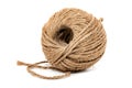 A ball of rope on a white background close-up. Harness. Jute. Twine isolate Royalty Free Stock Photo