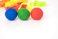 Ball shape of play dough on white background. Colorful play dough Royalty Free Stock Photo