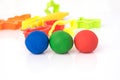 Ball shape of play dough on white background. Colorful play dough Royalty Free Stock Photo