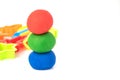 Ball shape of play dough on white background. Colorful play dough Royalty Free Stock Photo