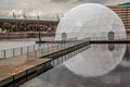 ball-shaped pavilion on the embankment