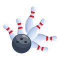 Ball on skittles icon cartoon vector. Sport alley Royalty Free Stock Photo