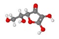 Ball and stick model of ascorbic acid molecule