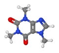 Ball and stick model of caffeine molecule Royalty Free Stock Photo