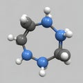 Ball and stick model of a cyclic organic molecule Royalty Free Stock Photo