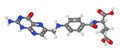 Ball and stick model of folic acid molecule