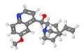 Ball and stick model of quinine molecule