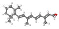 Ball and stick model of retinol molecule