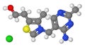 Ball and stick model of thiamine molecule