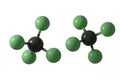 Ball-and-stick models of two tetrafluoromethane molecules