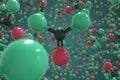 Carbonyl fluoride molecule. Ball-and-stick molecular model. Chemistry related 3d rendering