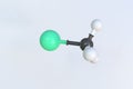 Bromomethane molecule. Isolated molecular model. 3D rendering