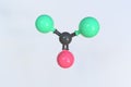 Carbonyl fluoride molecule. Isolated molecular model. 3D rendering