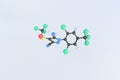 Fipronil molecule made with balls, isolated molecular model. 3D rendering