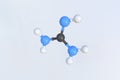 Guanidine molecule made with balls, scientific molecular model. 3D rendering Royalty Free Stock Photo