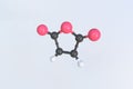 Maleic anhydride molecule made with balls, isolated molecular model. 3D rendering Royalty Free Stock Photo