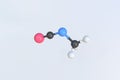 Methyl isocyanate molecule made with balls, isolated molecular model. 3D rendering Royalty Free Stock Photo