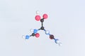 Molecule of allantoic acid, isolated molecular model. 3D rendering Royalty Free Stock Photo