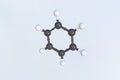 Molecule of benzene, isolated molecular model. 3D rendering Royalty Free Stock Photo