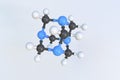 Molecule of hexamine, isolated molecular model. 3D rendering