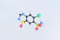 Molecule of Hydrochlorothiazide. Isolated molecular model, 3D rendering