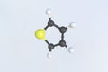 Molecule of thiophene, isolated molecular model. 3D rendering Royalty Free Stock Photo