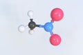 Nitromethane molecule, isolated molecular model. 3D rendering Royalty Free Stock Photo