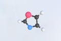 Oxazole molecule, isolated molecular model. 3D rendering Royalty Free Stock Photo