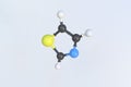 Thiazole molecule, isolated molecular model. 3D rendering Royalty Free Stock Photo