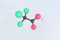 Trichloroacetic acid molecule, isolated molecular model. 3D rendering Royalty Free Stock Photo