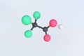 Trichloroacetic acid molecule, isolated molecular model. 3D rendering