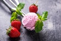 Ball of strawberry Ice cream in scoop Royalty Free Stock Photo