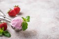 Ball of strawberry Ice cream in scoop Royalty Free Stock Photo