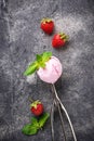 Ball of strawberry Ice cream in scoop Royalty Free Stock Photo