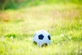 A ball for street soccer football under the sunset ray light Royalty Free Stock Photo