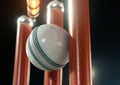 Ball Striking Illuminated Cricket Wickets Royalty Free Stock Photo