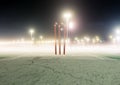 Ball Striking Illuminated Cricket Wickets Royalty Free Stock Photo