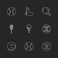 ball , table teniss , racket , snoooker ,sports , games , fitness , athletics , eps icons set vector Royalty Free Stock Photo