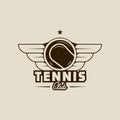 ball of tennis logo vintage vector illustration template icon graphic design. sport sign or symbol with wings for club or Royalty Free Stock Photo