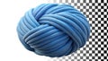 Ball tightly wound blue rope knot textile cord nautical thick string texture png transparent image Generative AI