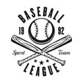 Ball and two baseball bats vintage black emblem