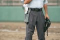 A ball umpire waits for the pitcher to practice pitching Royalty Free Stock Photo