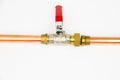 The ball valve and copper pipe Royalty Free Stock Photo