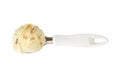 Ball of vanilla ice cream with nuts and caramel in scoop Royalty Free Stock Photo