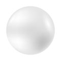 Ball white. Plastic sphere on white background. Realistic shining pearl. Isolated light circle. Grey round object with