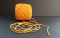 Ball of woll. Beautiful yellow color. Ready for knitting or scrotching! Royalty Free Stock Photo