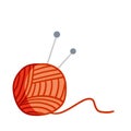 Ball of wool and thread with knitting needles. Hobby handmade. Royalty Free Stock Photo